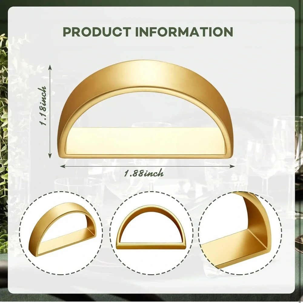 20 Stainless Steel Napkin Rings Metal Holders Modern Dinner Party Matte Gold